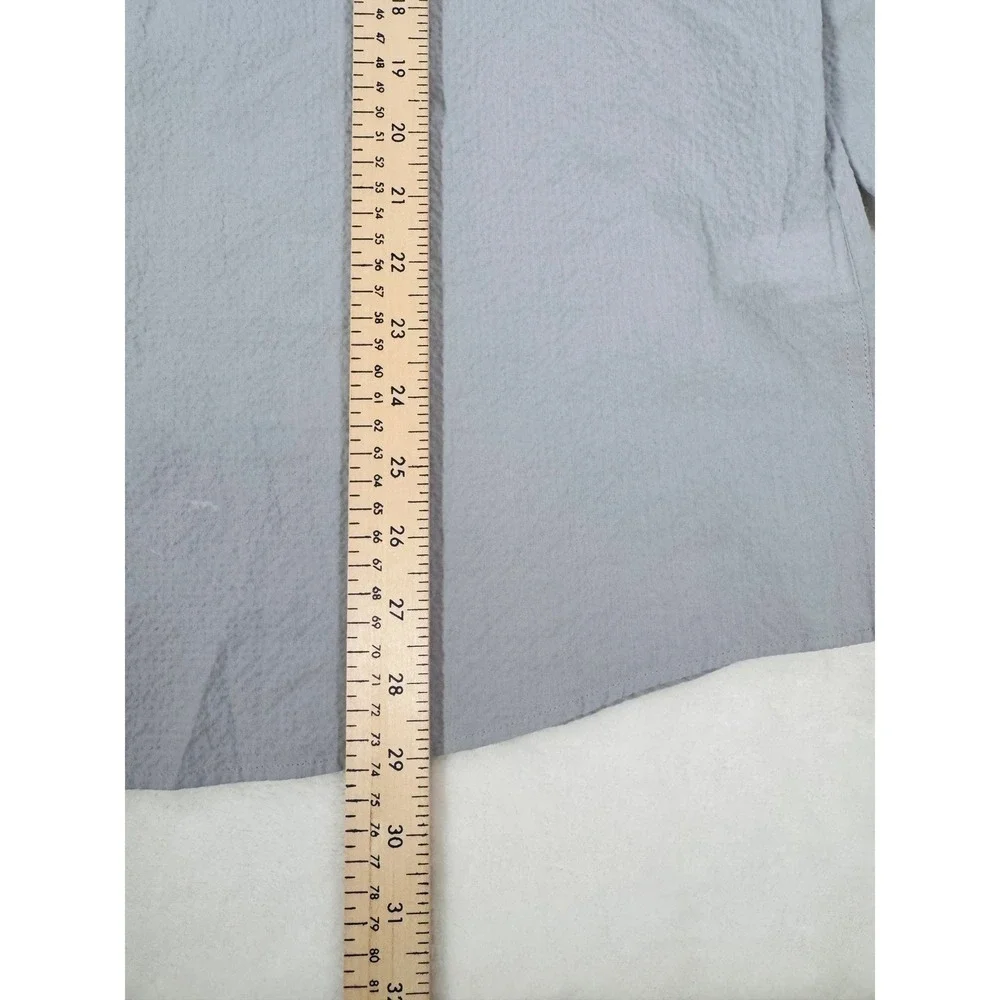 Banana Republic Men's XL Untucked Slim‎ Fit Gray Seersucker Cotton Blend Shirt